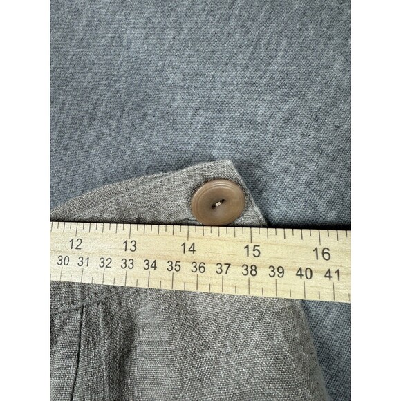 Women’s Flax 100% Linen Pants Small Beige Button Side Pocket - Picture 5 of 7